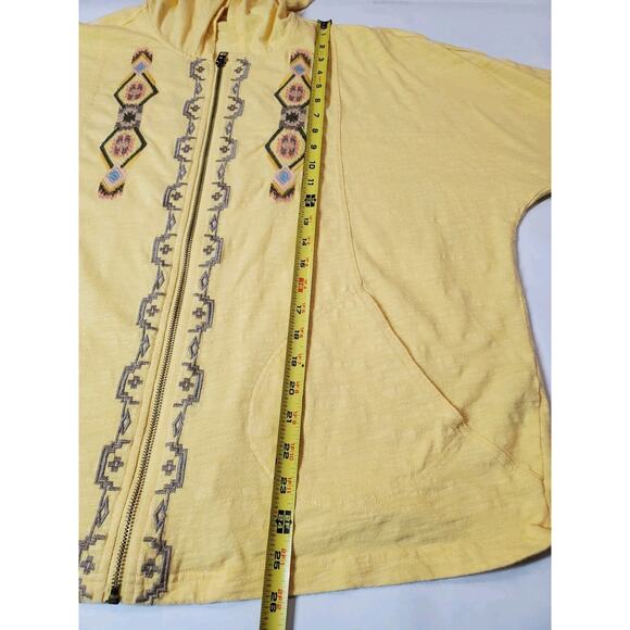 Chico's 3 Womens 16-18‎ Sweatshirt Hood 100% Cotton EMBROIDERED Yellow XL - Picture 7 of 8